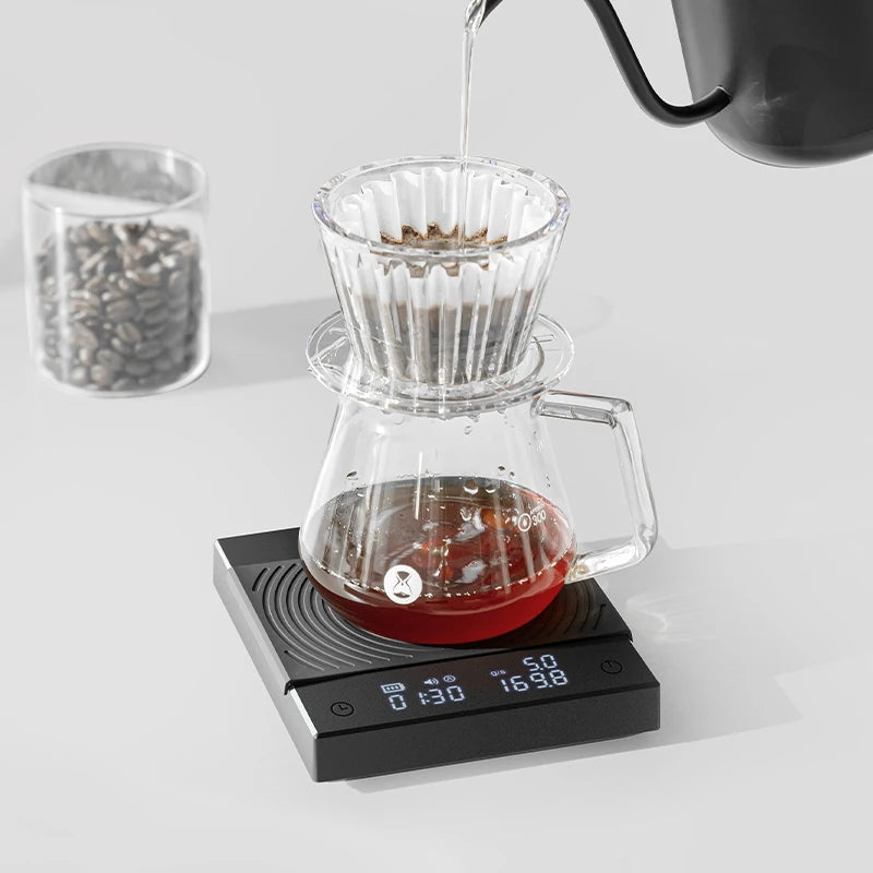 TIMEMORE Store Black Mirror Basic2 Plus Nouvelle balance numérique de cuisine pour café avec minuterie et recharge USB, mini balance numérique légère.