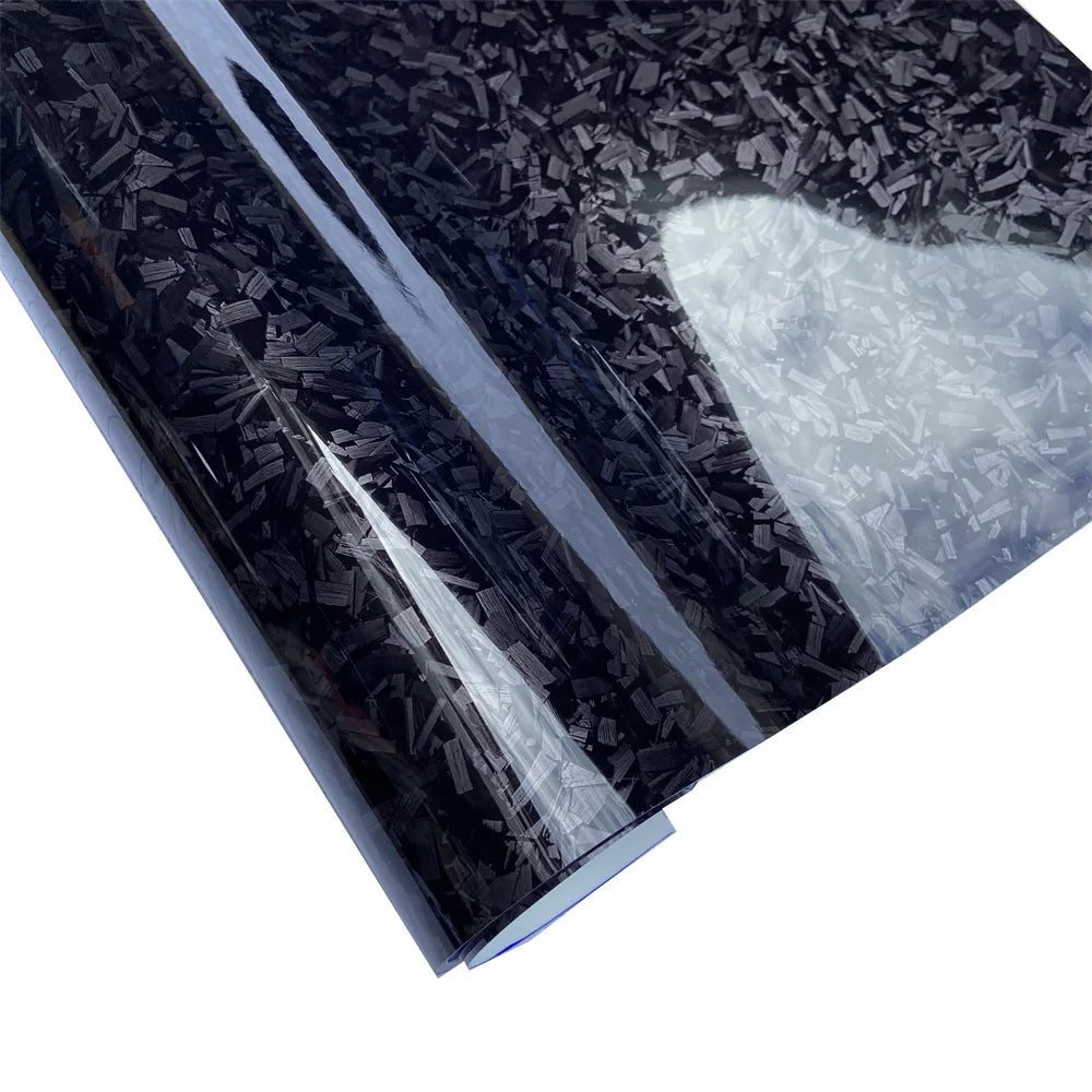 Glossy Forged Carbon Fiber Vinyl Wrap Air Bubble Free Car Sticker Waterproof For Auto Motor Car Decal Laser Forged Carbon Film