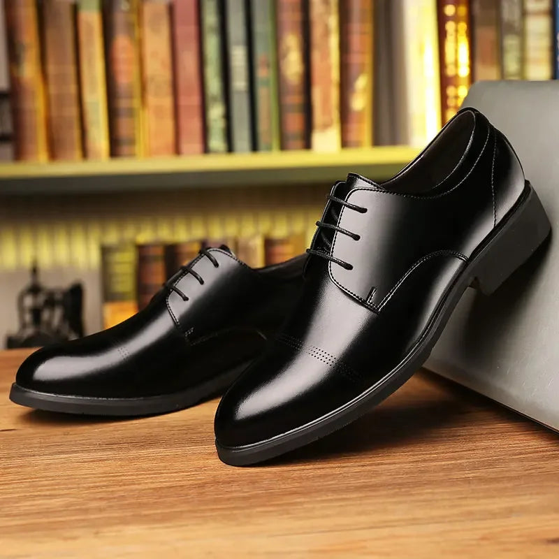2025 Formal Height Increasing Shoes Man Taller Elevator 6CM Invisible Insole For Men Heighten Increased Oxfords Business Lift