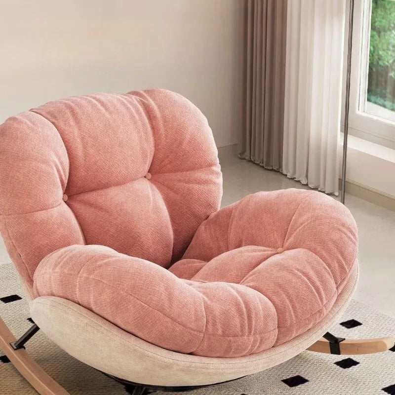 Cream New Pink Rocking Chair Lazy Recliner Home Leisure Single Sofa Balcony Living Room Rocking Chairs Muebles Para El Hogar