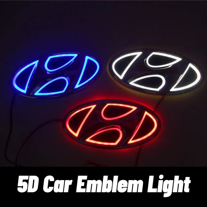 Car 5D LED Front Rear Light Emblem Sticker For Hyundai Genesis N-LINE I10 I20 I30 I40 IX20 IX35 Kona Getz Veloster Tucson Elantr