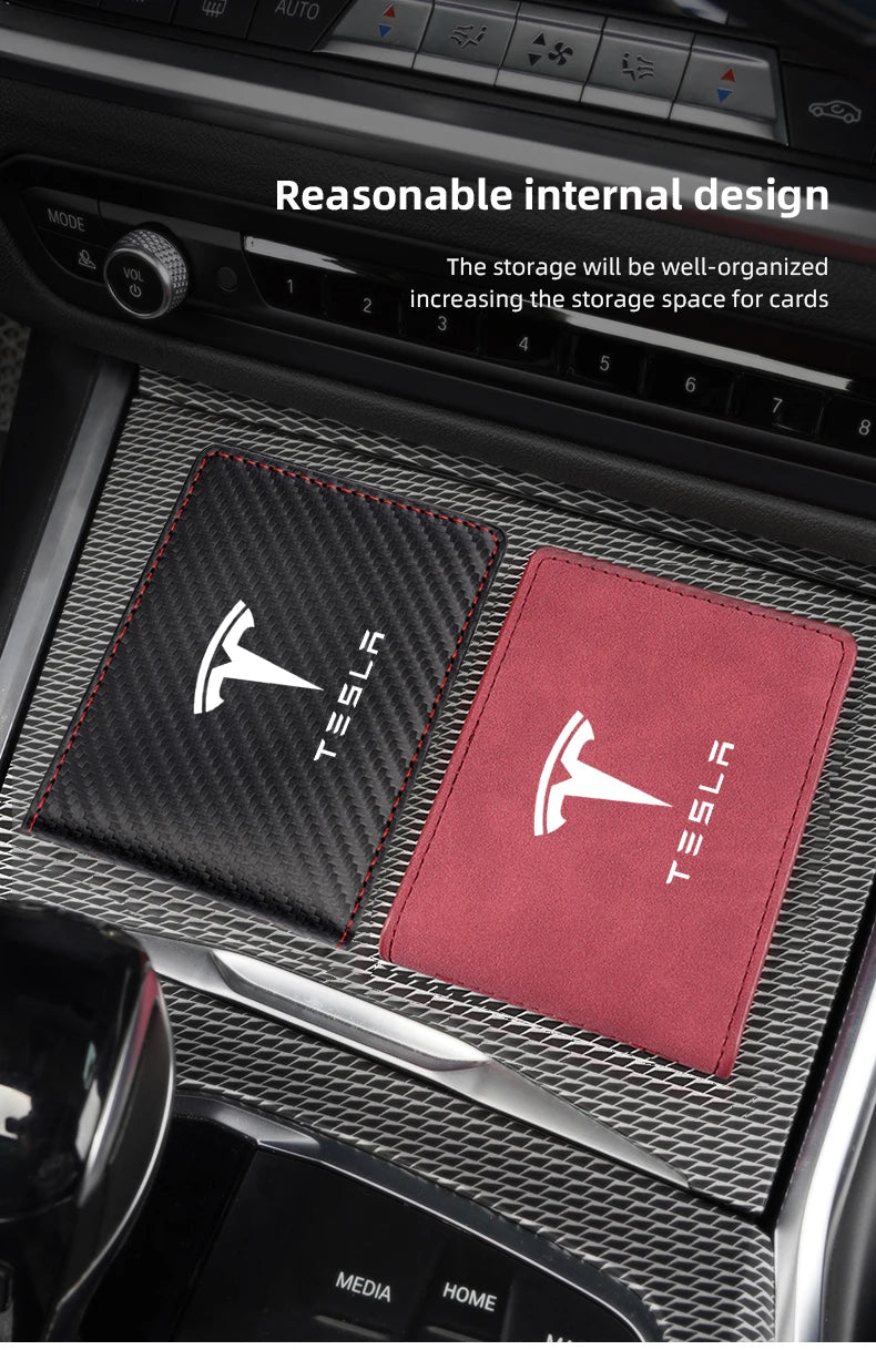 Driver License Holder Pu Leather on Cover Car Driving Documents Business Id Pass Certificate Folder Wallet for Tesla sticker