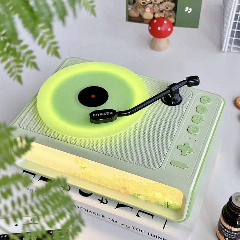Enceinte Bluetooth d'aromathérapie style rétro, Veilleuse de chambre à coucher, Décoration d'intérieur, Platine vinyle musicale, Veilleuse audio