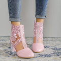 NEW Ethnic Style Women Retro Lace Embroider High Heels Ankle Boots Spring Autumn Round Toe Platform Cool Boot Thick Heeled Pumps