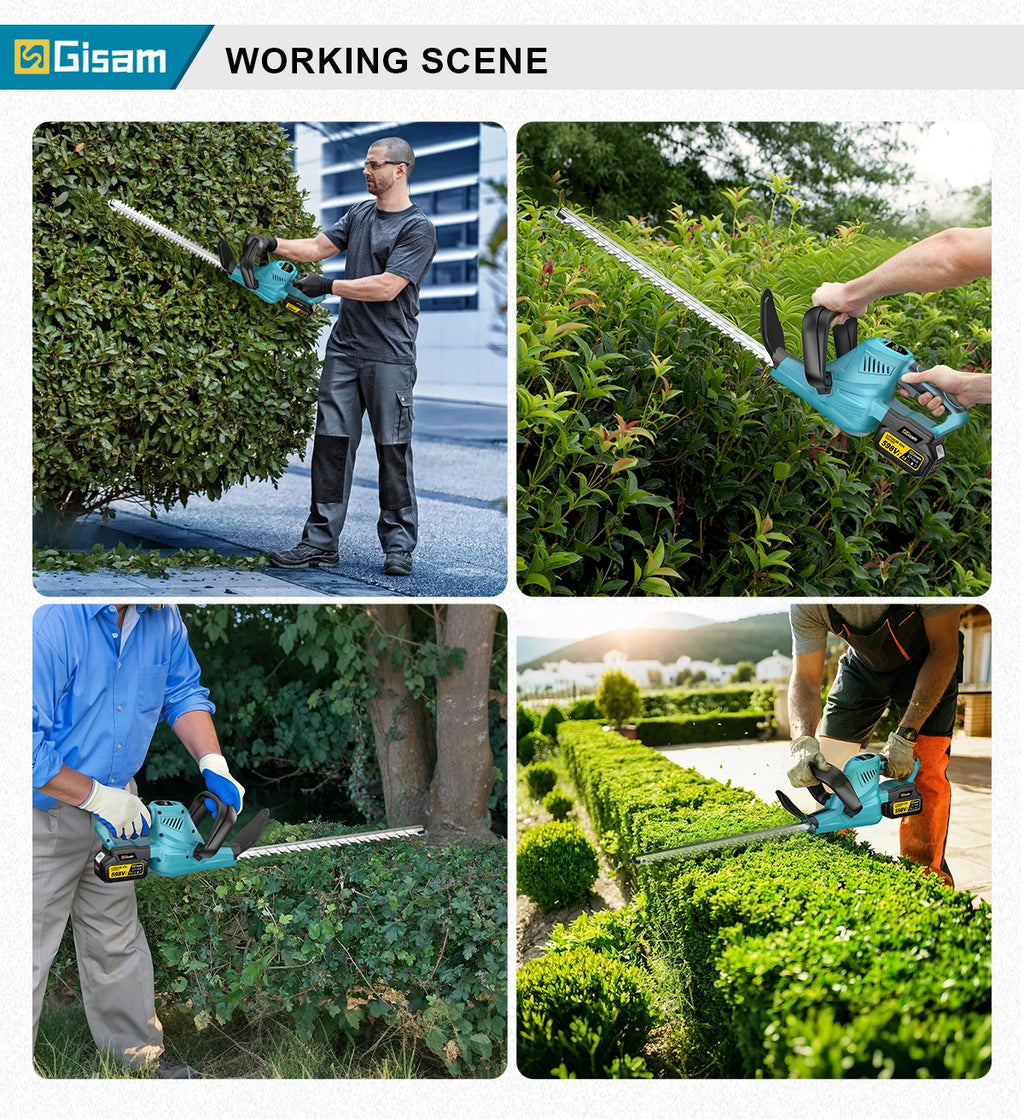 Gisam Cordless Electric Hedge Trimmer 2000W 7200SPM Pruning Saw Lawn Mower Garden Trimming Power Tool For Makita 18v Battery Pin