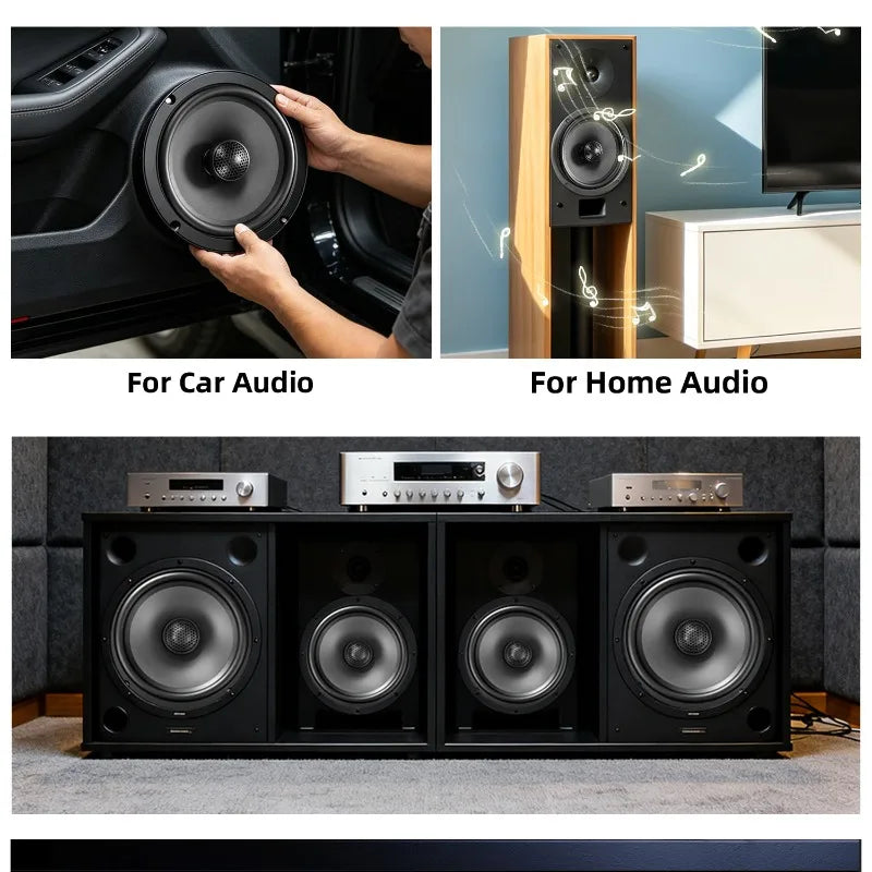 2pcs 6.5 Inch Car Audio Modified Front Door 2 Way Speaker  Set Max Power 160W Coaxial Speaker 4 Ohm Tweeter Car Interior Speaker