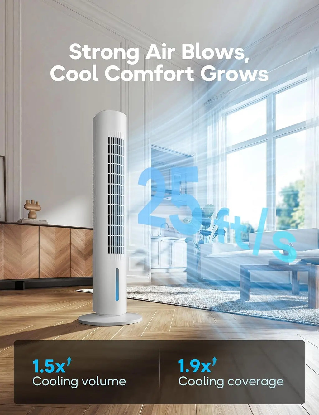 Portable Evaporative Air Cooler, 35in No Window Needed, 7H Timer, 4 Modes, Remote, 140° Oscillation, Quiet AC for Bedroom, White
