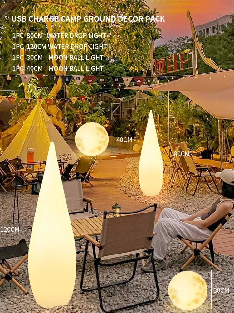 Water Drop Landscape Lighting USB Charge RGB Colors With Remote Control Outdoor Floor Lamp Hotel Garden Waterproof Decor Lights