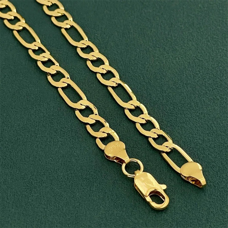 Luxurious 9999 24K genuine gold men's flat chain Boss necklace, simple and elegant, men's exclusive gold jewelry gold necklace