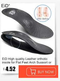 EiD New Arch Support 25mm Orthotic insole Black Leather orthotics Insoles for Flat Foot O/X Leg Corrected Shoe Sole insert pads