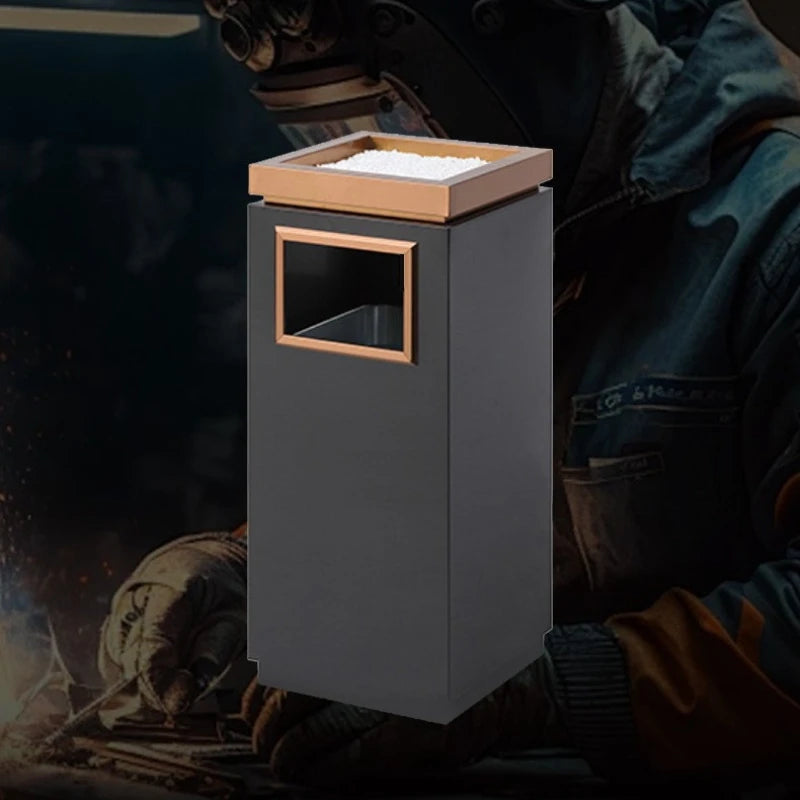 30x30x72cm Stainless Steel Trash Can Commercial Hotel Lobby Elevator Entrance Public Corridor Vertical Waste Bin with Ashtray