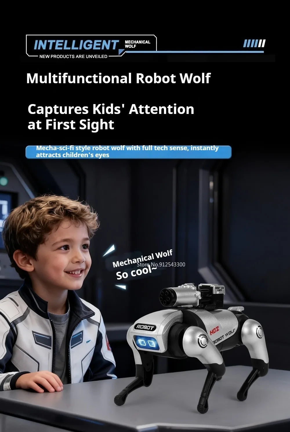 Alloy Mechanical Wolf Technology Machine Model Toy Intelligent Walking Sound Light Touch Sensing Robot Toys for Boys Presents