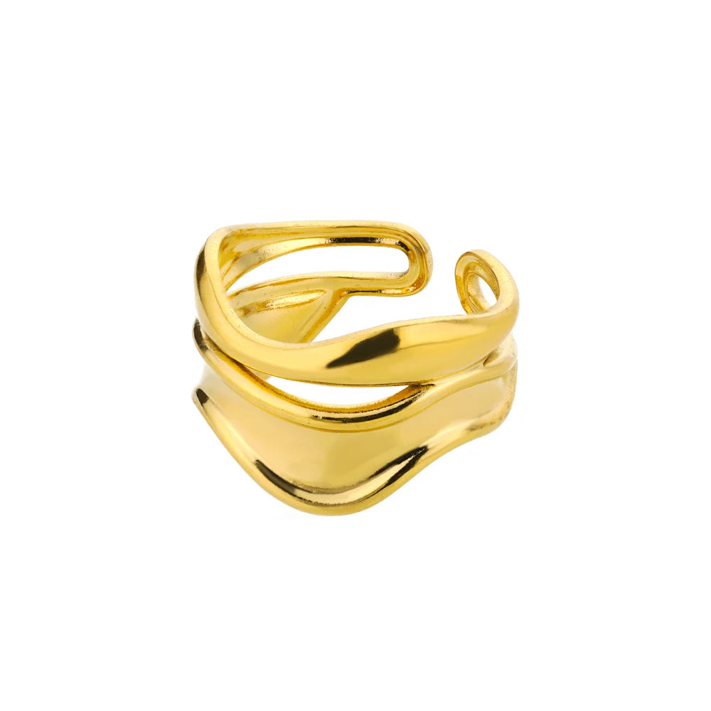 316L Stainless Steel Shell Rings for Women Adjustable Gold Color Little Star Open Rings Female Jewelry Weddings Gifts New Trendy