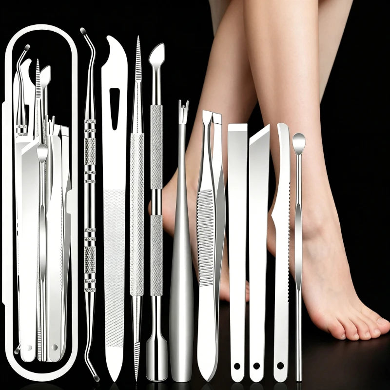 6/10/12/17pcs Stainless Steel Pedicure Tool  Professional Manicure Knife for Dead Skin Callus Removal Foot Care Kit Home Travel