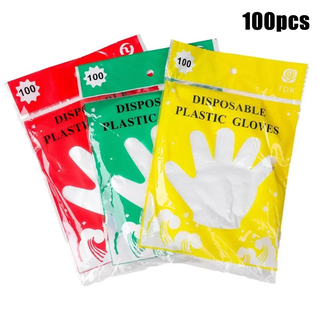 100pcs Disposable Gloves Food Grade Transparent Gloves plastic gloves Food Service Clear Cleaning Kitchen Disposable Home