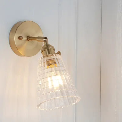 Nordic Japanese Brass Wall Lamp Bedroom Bedside Lamp Bathroom Cloakroom Background Wall Mirror Front Creative Glass Wall Lamp