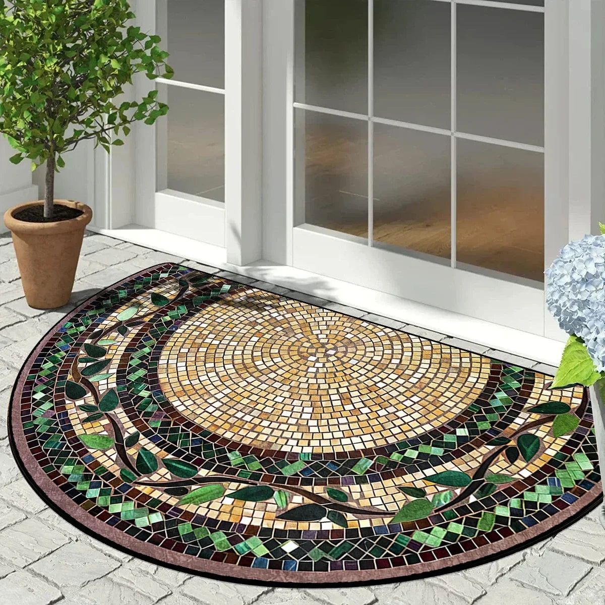 Entrance Carpet Home Door Entry Mat Outdoor Garden Decorative Carpets Luxury Welcome DoorMats Semi-circular Rug Tapete De Entra