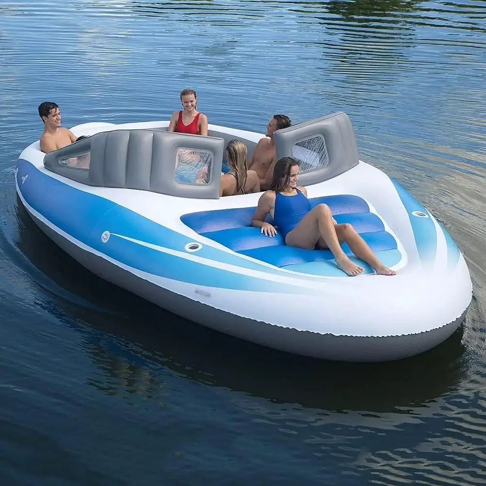 PVC thickened inflatable 6-person island floating bed pirate ship cutting multi-person water party yacht floating boat