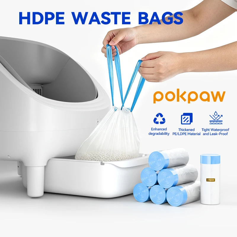 20/60/150pcs Pokpaw EPI Oxo-biodegradable Poop Bags for Tonepie Automatic Cat Litter Box, Self-cleaning Toilet Waste Bags
