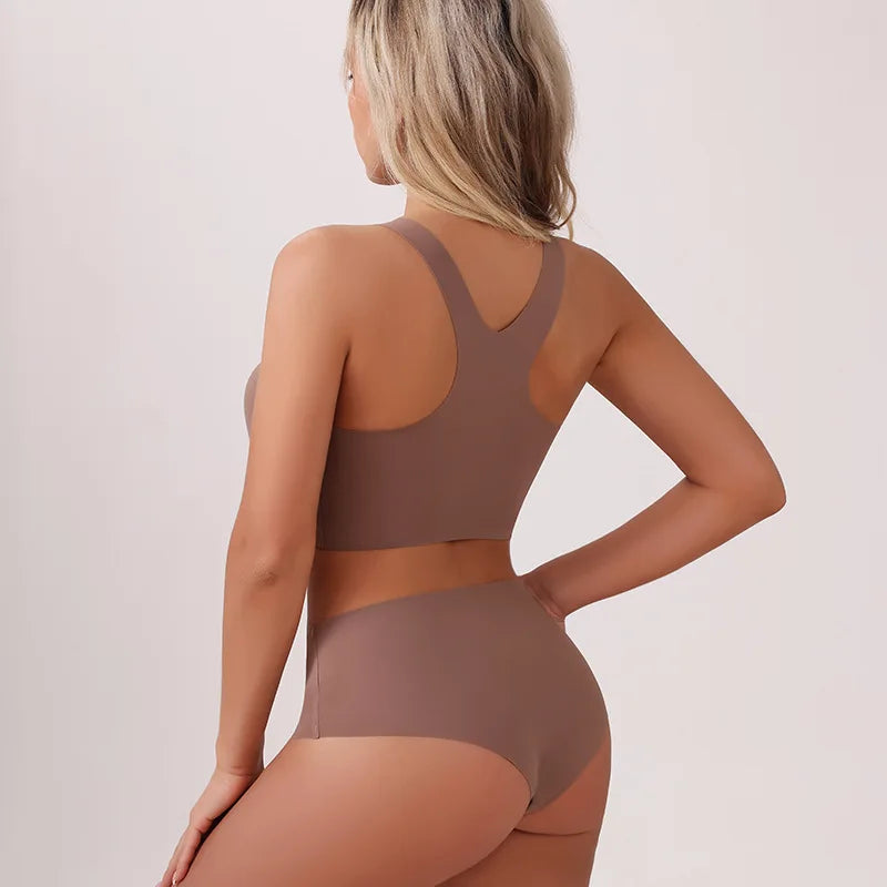 Ensemble soutien-gorge et culotte sans coutures pour femme, dos nageur, lingerie douce pour tous les jours 2026