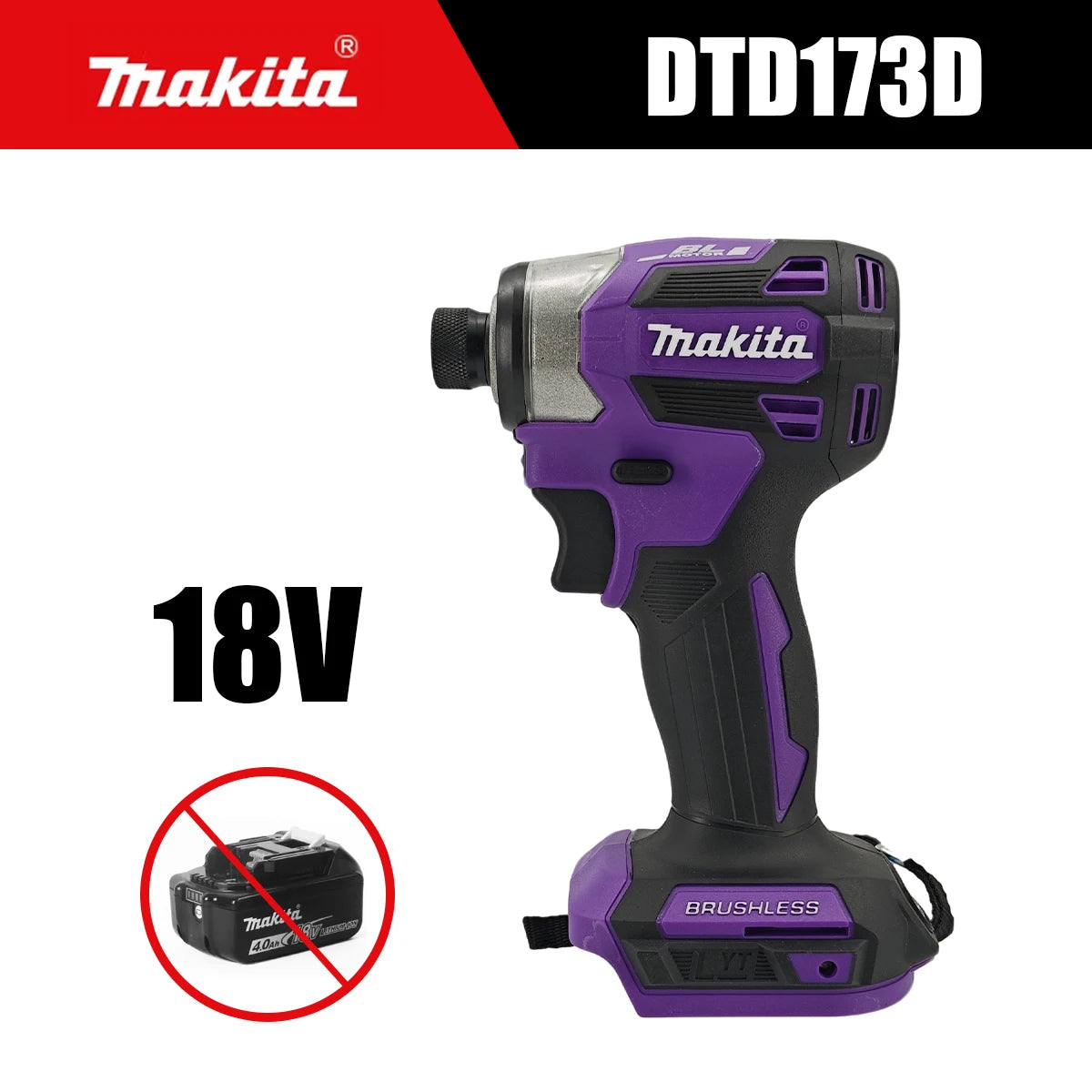 Makita 18V DTD173 Brushless Drill Power Tool Multicolor Home Improvement DIY 180Nm Electric Wood Bolt T-Mode