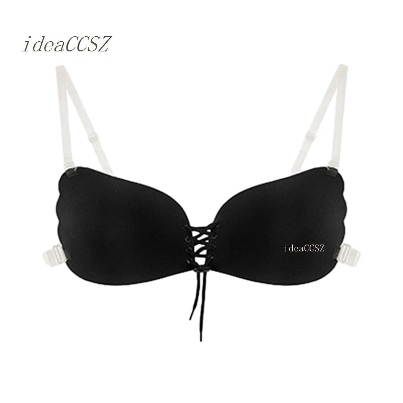 Soutien-gorge sans dos et sans bretelles pour femme, Push-Up adhésif, invisible, avec bretelles transparentes, en silicone, lingerie sexy