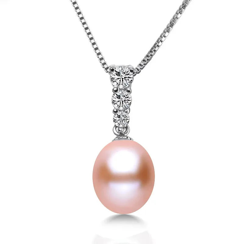 Real Beautiful Genuine 925 Sterling Silver Pendant,Black Natural Pearl Necklace Jewelry For Girl Birthday