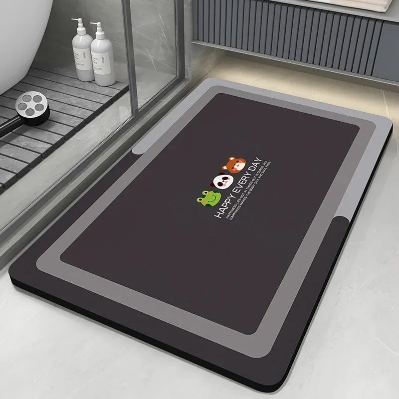 VIKAMA Premium Diatomaceous Earth Bathroom Mat Absorbent Quick-Dry Foot Mat Bathroom Shower Area Anti-Slip Rug Home Decor