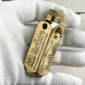 Luxury Heavy-duty Trench Shaped Brass Lighter with Laser Carved Hexagonal Patterns, Personalized Retro Creative Lighter