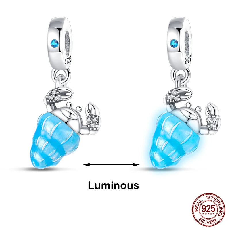 Hot Sale 925 Silver Glow in the dark Firefly Honeybee Star Charms Beads Fit Qikaola 925 Original Bracelets Fine DIY Jewelry Gift