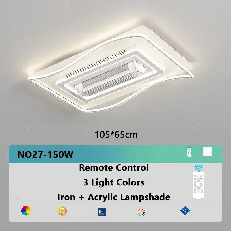 Invisible Bladeless Ceiling Fan LED Remote Control Ceiling Fan Lamp for Home Living Room Bedroom Dimmable Bladeless Fan Lamp