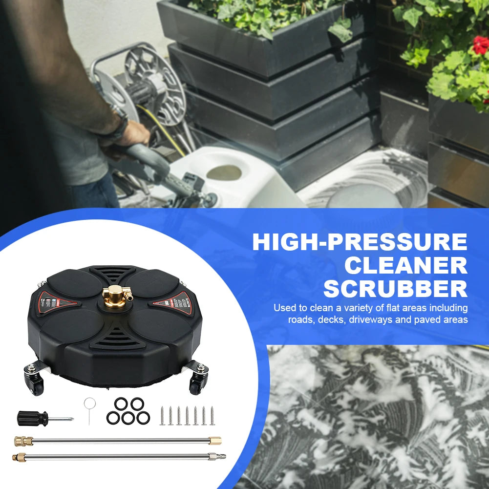 New 13 Inch Pressure Washer Surface Cleaner with 4 Wheels 1/4 Quick Connect Professional 2500PSI Patio Cleaner Car/Floor Washer