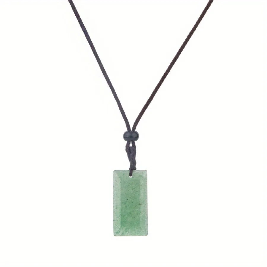 Natrual crystal stone gemstone agate hand-made Rectangular adjustable pendant necklace for women and men Stone Pendant Necklace