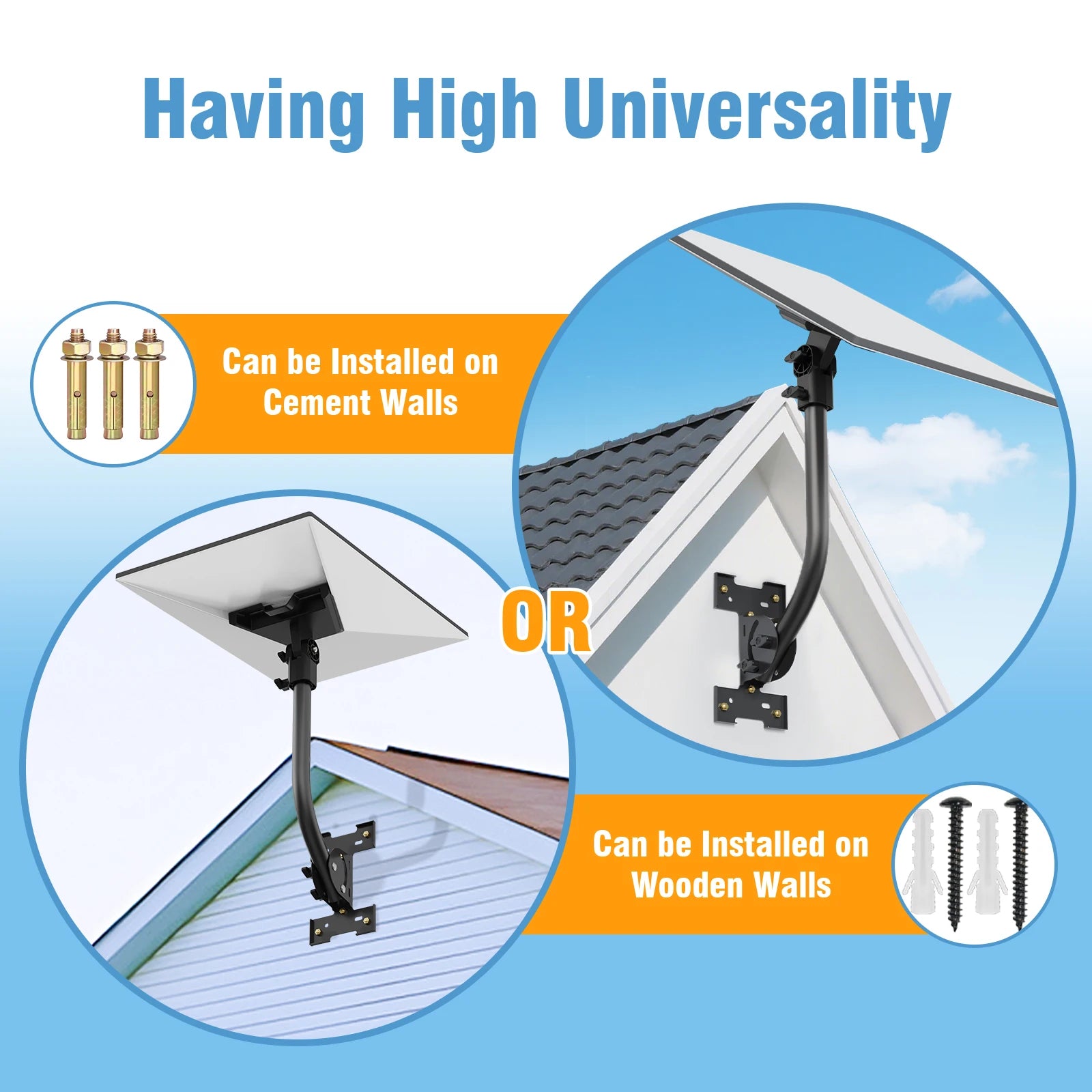 HUADAI Design Gen 3 Mount for Starlink, Adjustable Wall /Roof Mounting Kit【Include Aluminum Gen 3 Pipe Adapter】