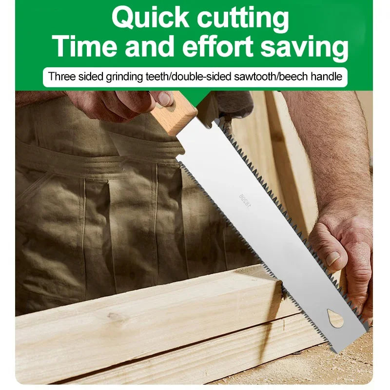 Japanese Style Hand Saw with Non-slip Wooden Handle Pull Type Flexible Flush Cut Woodworking Cutting Tool for Woodcraft