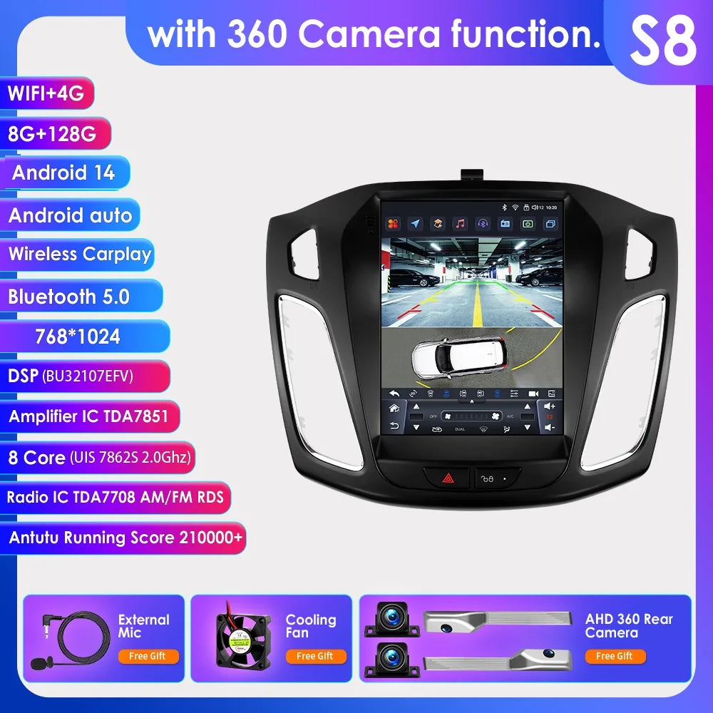 Hizpo 9.7" Car Radio for Ford Focus 3 Mk 3 2011 2012 - 2019 2 Din Android 14 Multimedia Video Player 2Din Carplay Auto Stereo