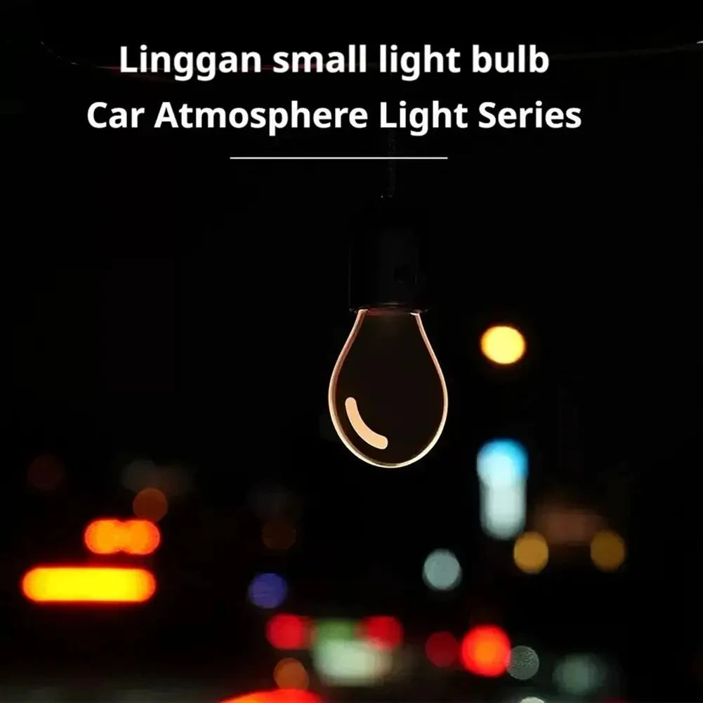 Retro Small Bulb LED Car Hanging Ornament Interior Ambient Lighting 2 Light Modes For Long Trips Daily Use Auto Decor Accessory