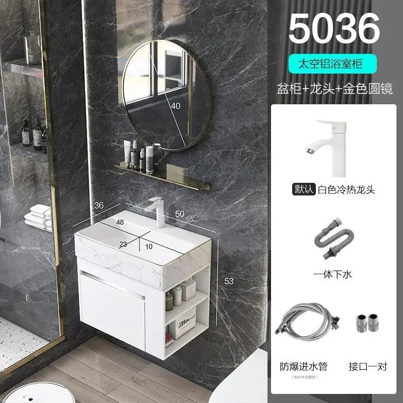 Compact Mini Bathroom Cabinet Minimalist Storage Ceramic Integrated Bathroom Vanity Cabinet Modern Archivadores Trendy Furniture