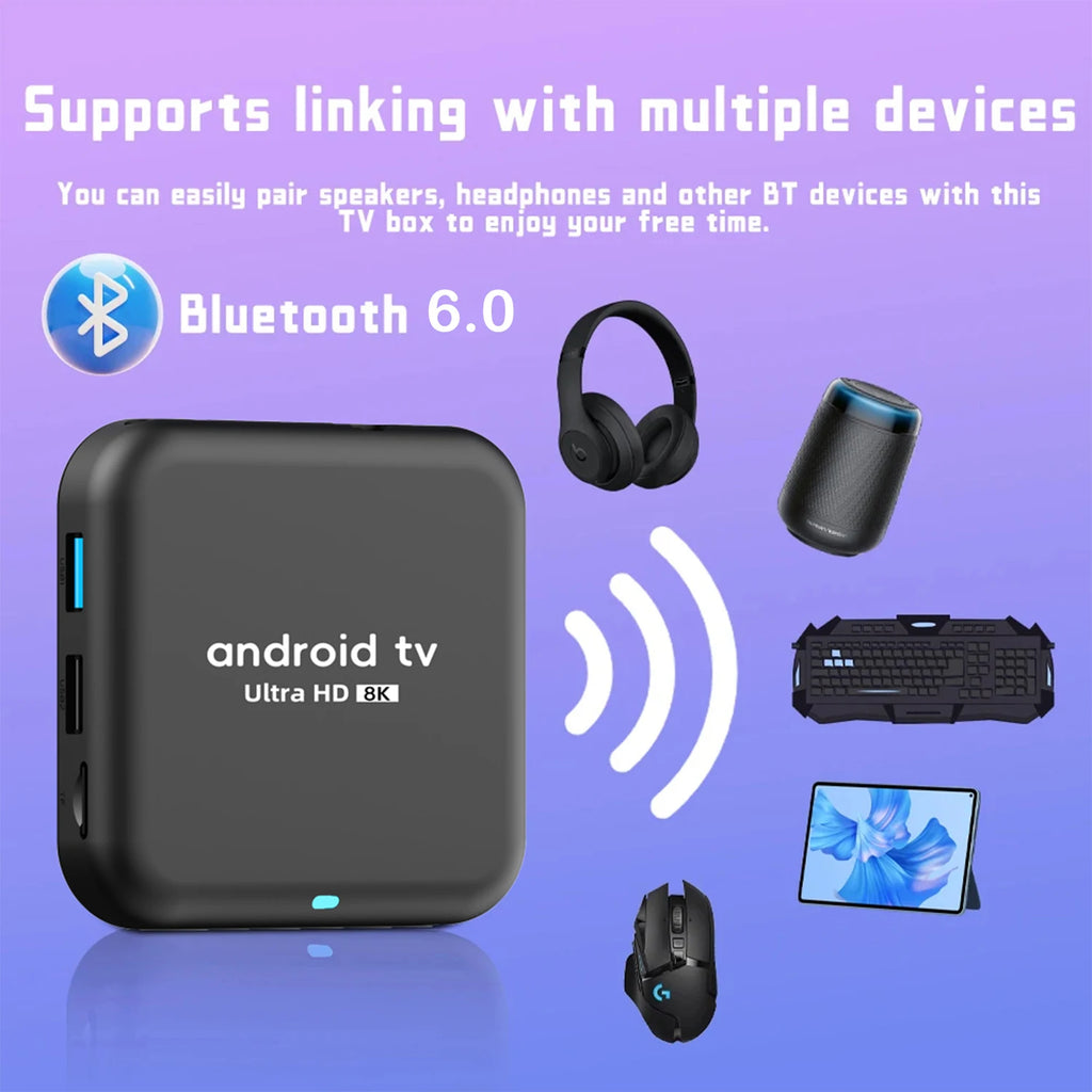 Smart TV Box 2026 Android 16 Q18 RK3518 Double Wi-Fi 5G Wifi6 Google Assistant Vidéo 8K BT6.0 Netflix 8 Go 128 Go 256 Go Lecteur Multimédia