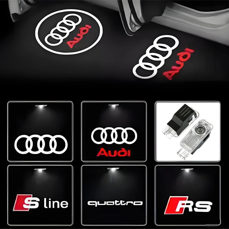 2Pc HD Car Door Projector Laser Lamp Auto Door Welcome Light For Audi A3 A4 A5 A6 A7 A8 S4 S5 S6 S7 S8 RS3 RS4 RS5 Q3 Q5 Q7 Logo