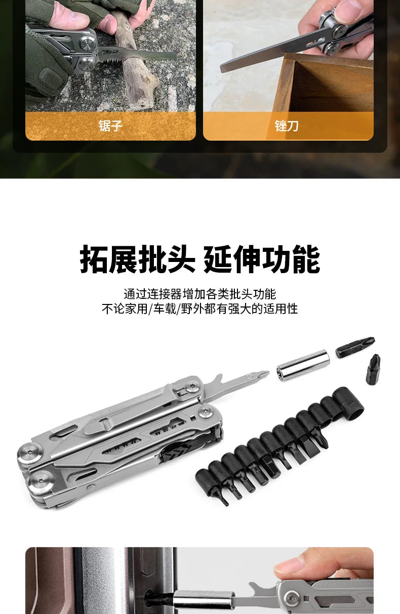 Multifunctional Folding Pliers Stainless Steel Knife Screwdriver Cutter for Outdoor Survival Camping Hunting Hiking