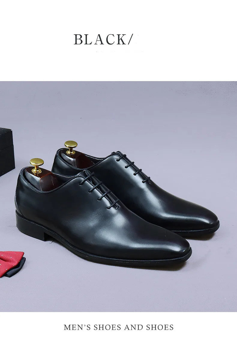 Whole Cut Men's Oxford Shoes Genuine Leather Handmade Quality Comfortable Elegant Black Wedding Social Formal Shoes Man