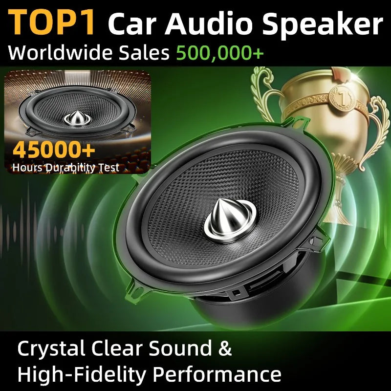 2pcs 5.25 Inch Car Speakers 600W High Performance Carbon Fiber Cone Woofers Bullet Aluminum Basin For Clear Bass & Stereo Sound