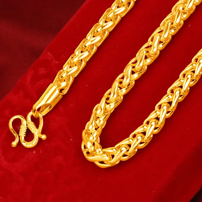 24K Yellow Gold Plated Dragon Head Rope Necklace For Men Vietnamese Gold Neck Chain Necklace Wedding Engagement Fine Jewelry
