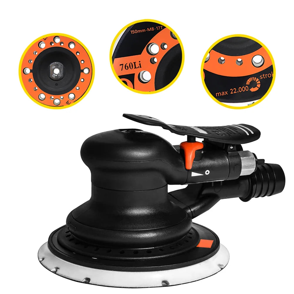 6 Inch 44 Hole Dust Free Backing Plate Hook & Loop Sanding Pad M8-17T Thread Self Adhesive Grinding Pad for FLEX/RUPES Sander