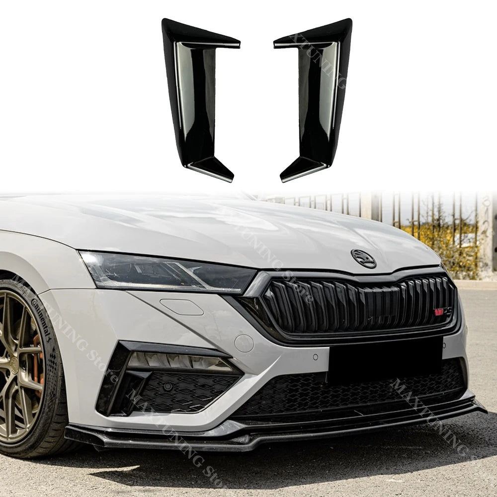 For Skoda Octavia IV MK4 RS vRS Sedan Combi 2020-2024 Front Bumper Air Vent Splitter Cover Fog Lamp Grille Slats Trim Bodykits
