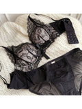 Trendy French Style Lace Bowknot Contrast Color Bra Set Wireless Push Up Thick Padded No Gap Sexy Women's Lingerie Set Hot Sale