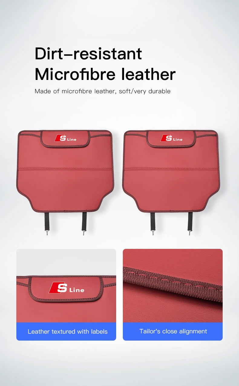 Leather Car Seat Protector Kids Anti-kick Pad Storage Bag For Audi Sline A3 A4 A5 A6 A7 A1 A2 A8 Q1 Q2 Q3 Q4 Q5 Q6 Q7 Q8 TT RS3