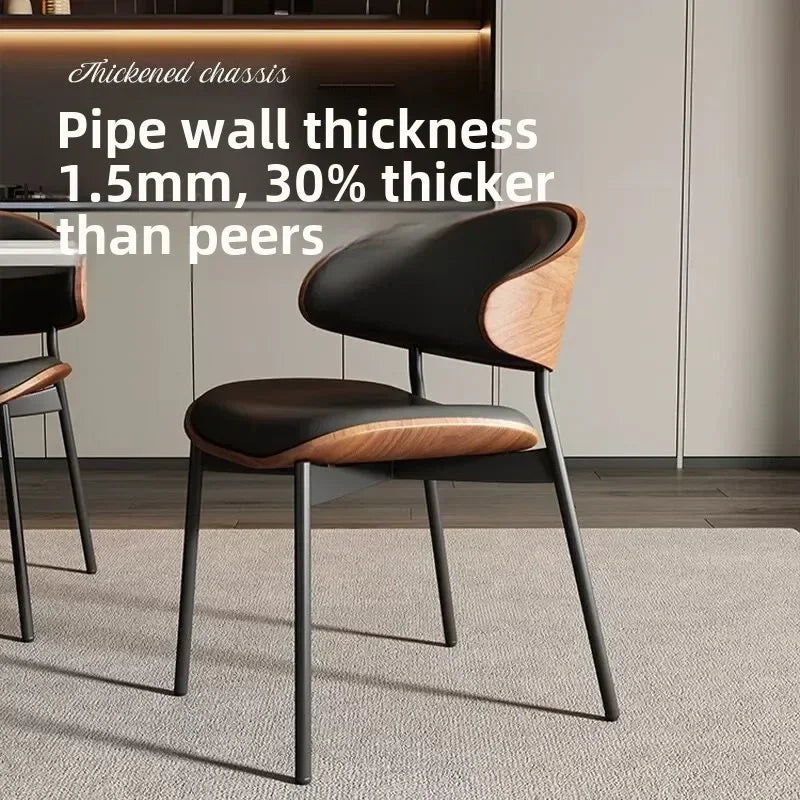 Chaises de salle à manger en cuir véritable, lot de 2 ou 1, chaises modernes du milieu du siècle, chaises rembourrées pour cuisine salle à manger, noyer noir, bois cintré.