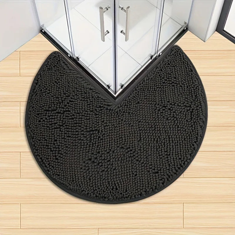 New Flannel Circular Corner Bath Mat Non-Slip Soft Thicked Floor Mat for Bathroom Absorbent Non-slip Door Mat Home Decoration
